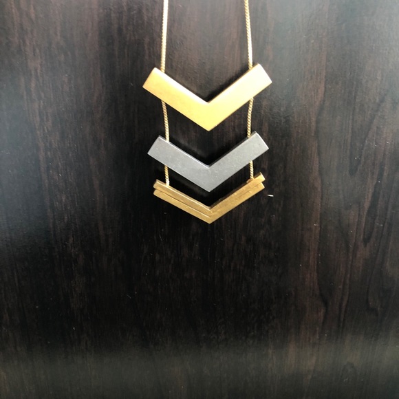Jewelry - Two-Tone Chevron Pendant Chain Necklace